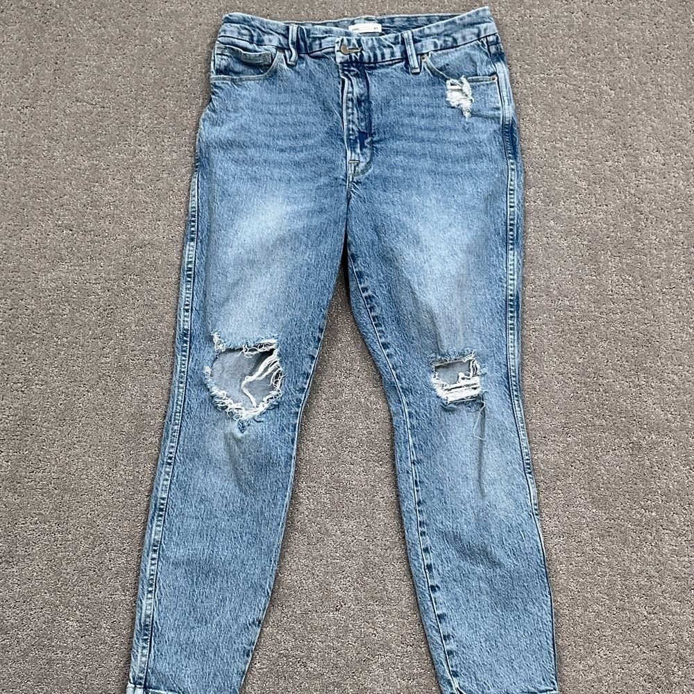 Good American Jeans Women 10 30W 27L High Rise Destroyed Denim 05987-00 Stretch
